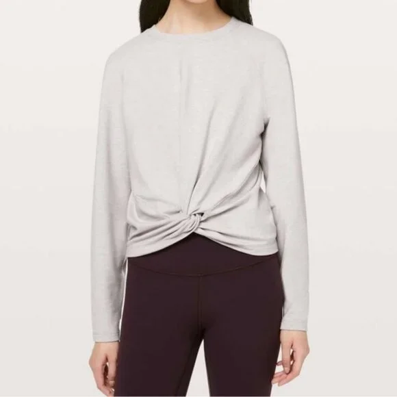 Lululemon Tuck & Gather Pullover Sweater Heather Grey Size 8 Crewneck Sweater - Picture 8 of 11